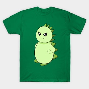 Mischievous Green Dinosaur Illustration T-Shirt